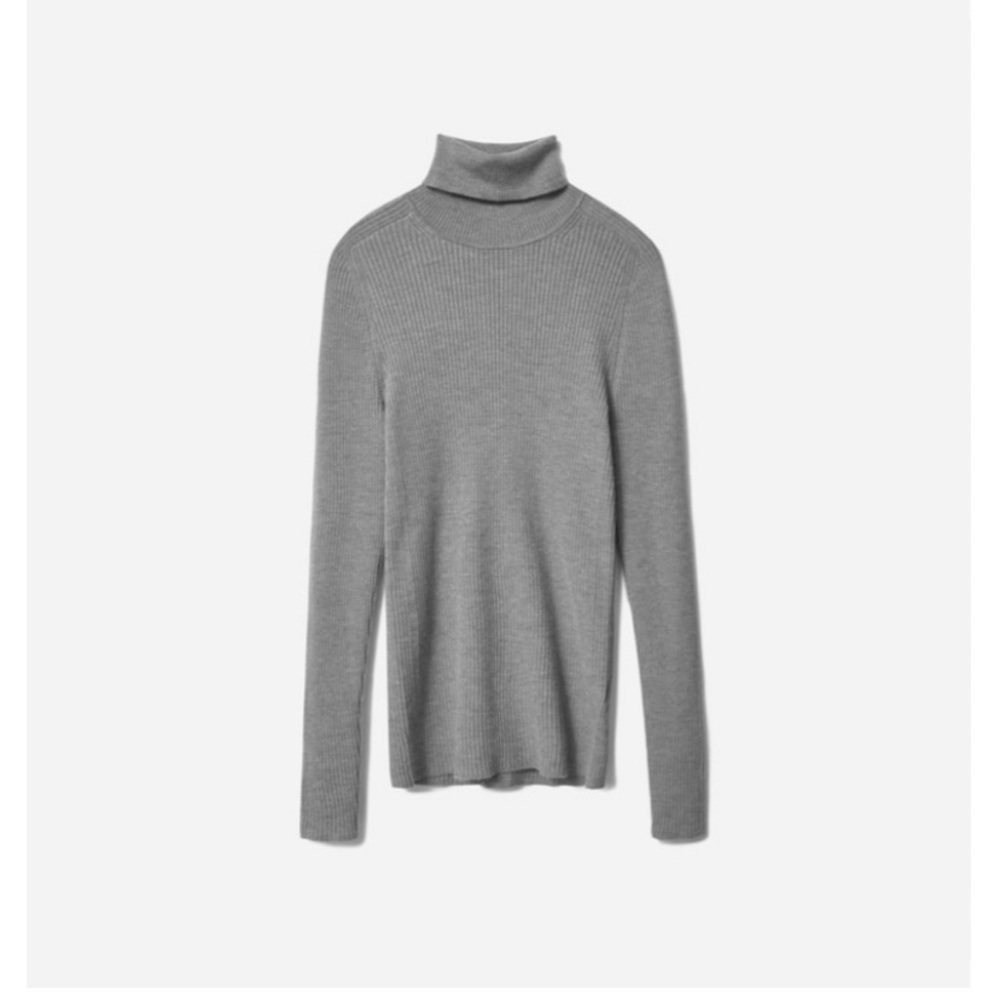 Everlane Italian Merino Ribbed Turtleneck in heather charcoal